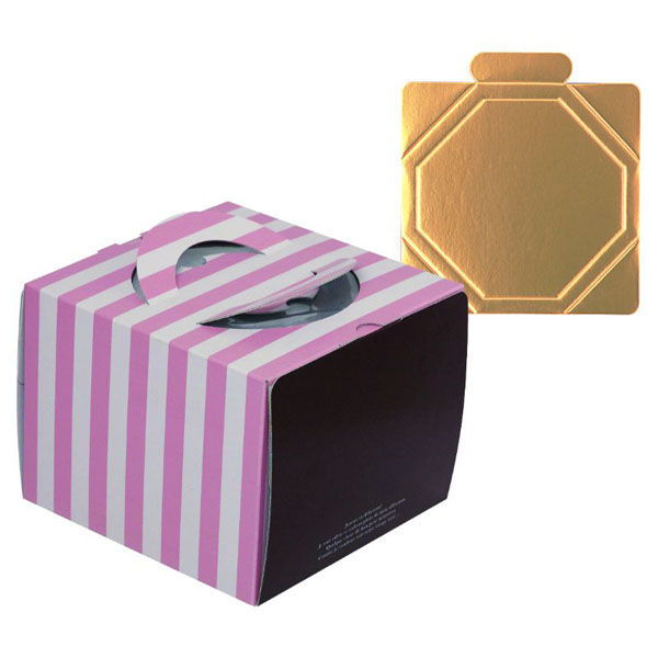ヤマニパッケージ ケーキ箱 ミニョンデコ5号(金台紙付) DE-152T 1ケース(100個(1個×100)（直送品）
