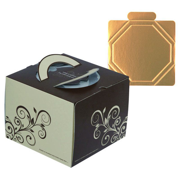 ヤマニパッケージ ケーキ箱 スイートデコ6号(金台紙付) DE-161T 1ケース(100個(1個×100)（直送品）