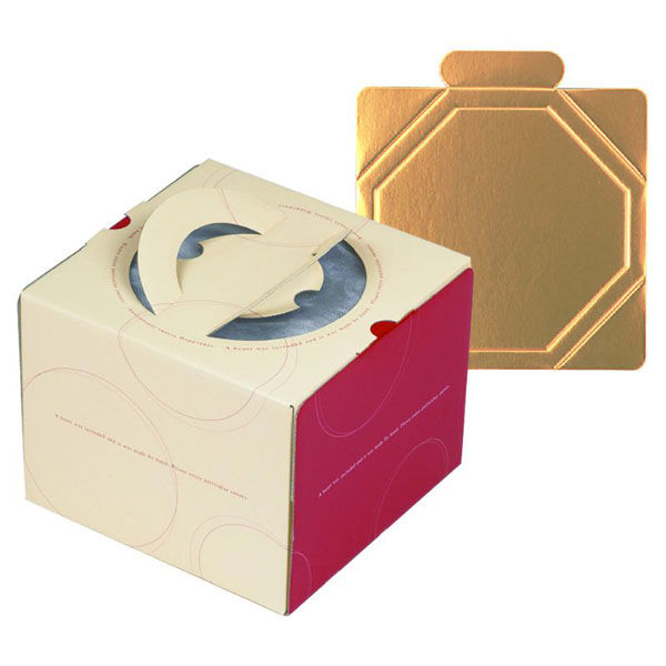 ヤマニパッケージ ケーキ箱 ループデコ5号(金台紙付) DE-176T 1ケース(100個(1個×100)（直送品）