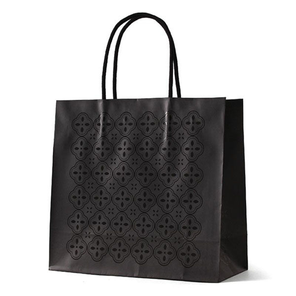 パックタケヤマ 紙手提袋 ST バンピーフラワー ブラック XZT68400 1ケース(100個(10個×10)（直送品）