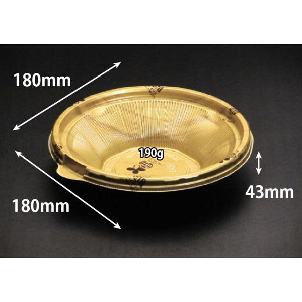 リスパック どんぶり容器 バイオ のぞみ 丸180-43B K-ウォール金J10 RHHQ146 1袋(50個)（直送品）
