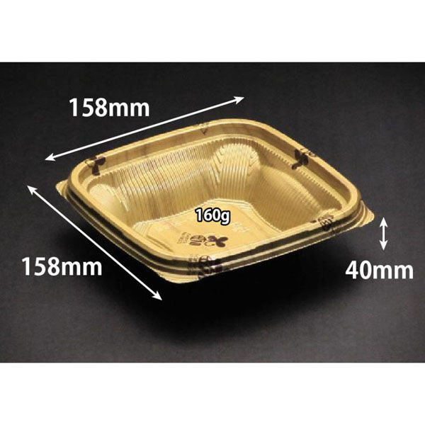 リスパック どんぶり容器 バイオ のぞみ 角160-40B K-ウォール金J10 RHHQ466 1ケース(900個(50個×18)（直送品）