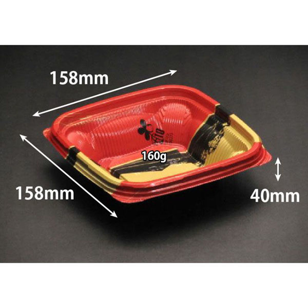 リスパック どんぶり容器 バイオ のぞみ 角160-40B K-あじわい赤J10 RHHQ467 1ケース(900個(50個×18)（直送品）