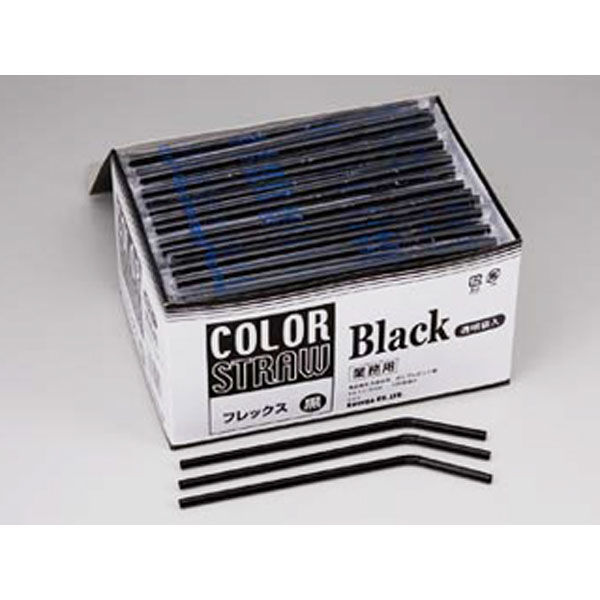 フレックスストロー黒 K 透明袋入 400本 3220008 1点（直送品）