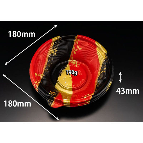 リスパック どんぶり容器 バイオ のぞみ 丸180-43B K-めいか赤 RHHQ144 1ケース(600個(50個×12)（直送品）