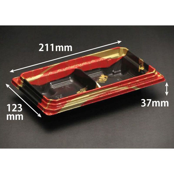 リスパック どんぶり容器 バイオデリカ 枠重 3B ハーフ K-えんてん赤J10 RHBN311 1袋(50個)（直送品）