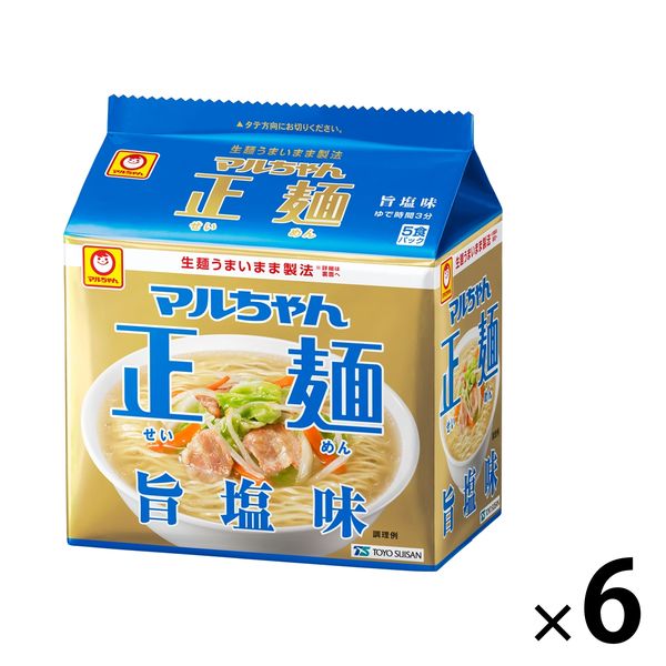 東洋水産　マルちゃん正麺 旨塩味 袋麺　1セット（30食：5食入×6パック）