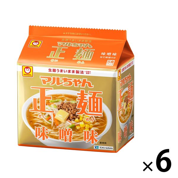 東洋水産　マルちゃん正麺 味噌味 袋麺　1セット（30食：5食入×6パック）インスタントラーメン　袋ラーメン