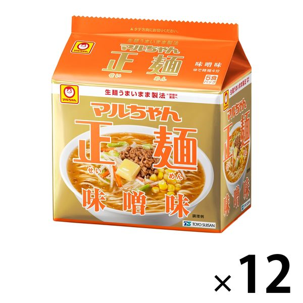 東洋水産　マルちゃん正麺 味噌味 袋麺　1セット（60食：5食入×12パック）