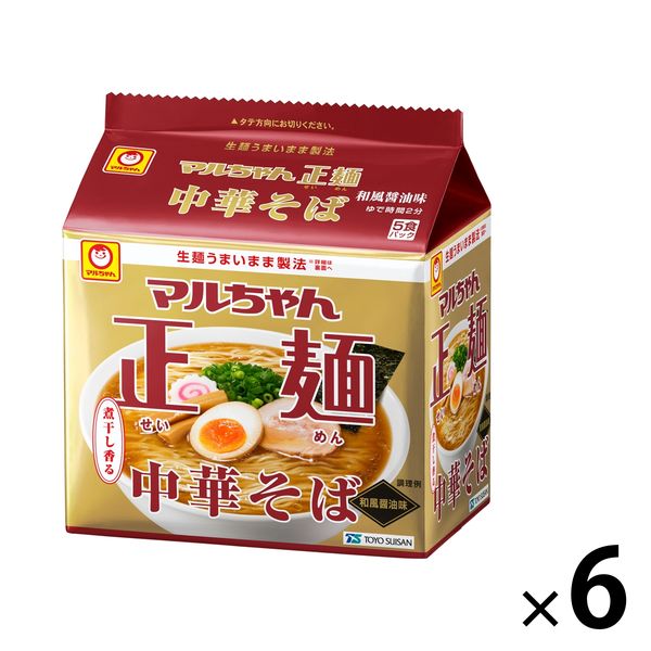 東洋水産　マルちゃん正麺 中華そば 和風醤油味 袋麺　1セット（30食：5食入×6パック）