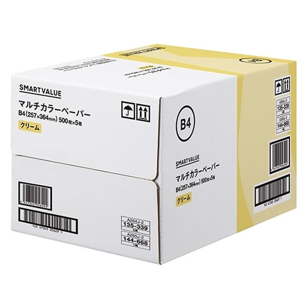 ジョインテックス スマートバリュー カラーペーパーB4 クリーム 2500枚 A265J-2 1箱（直送品）
