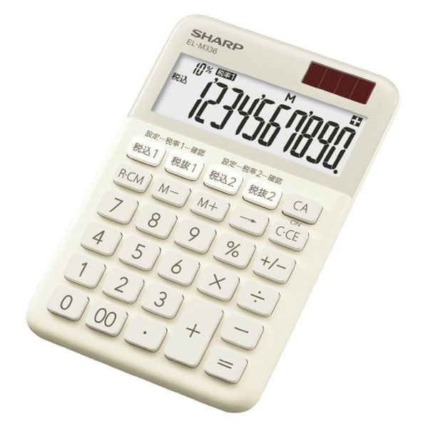シャープ ミニナイスサイズ電卓 ベージュ ELM336CX 1台（直送品）