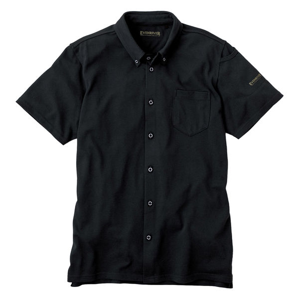 イーブンリバー SOFTDRY ニットシャツ半袖 ブラック M NR516-05-M 1着（直送品）
