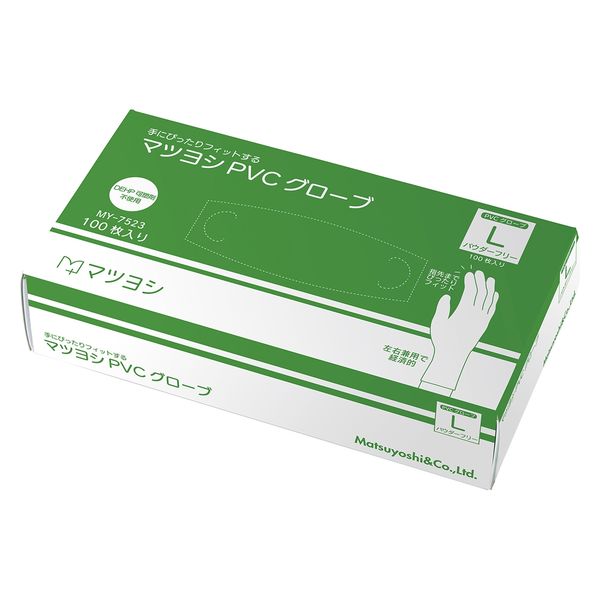 松吉医科器械 マツヨシPVCグローブパウダーフリー 25326602 MY-7523(L)100マイイリ 1梱(100枚入x40箱)（直送品）