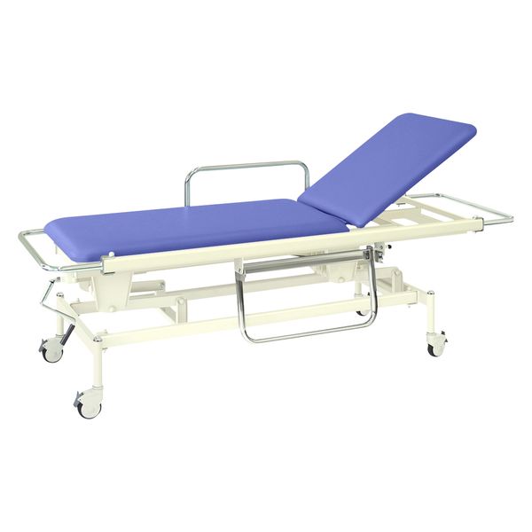 【軒先渡し】高田ベッド 手動昇降式GSストレッチャー100背上げ付2431940ビニルレザーライトブルー TB-626(60X200X48-86)（直送品）