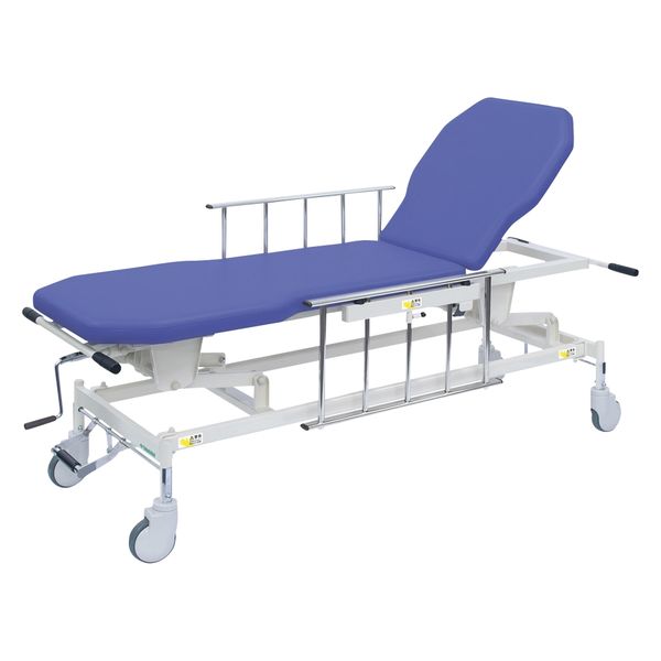 【軒先渡し】高田ベッド 手動GSストレッチャー D型 25253702 ビニルレザーライトブルー TB-1521(70X48-86CM) 1台（直送品）