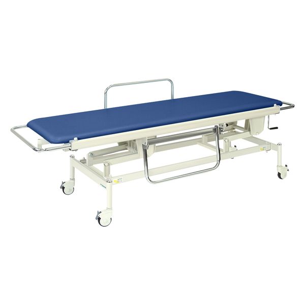 【軒先渡し】高田ベッド 手動昇降式ストレッチャー100背上げ無24319400ビニルレザーメディブルー TB-625(60X200X48-86)（直送品）