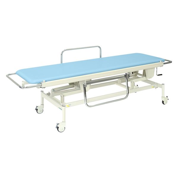 【軒先渡し】高田ベッド 手動昇降式ストレッチャー100背上げ無24319400ビニルレザースカイブルー TB-625(60X200X48-86)（直送品）