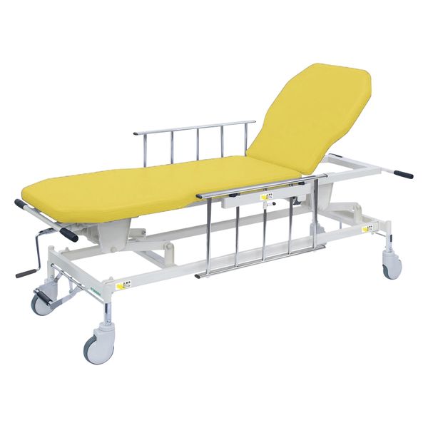 【軒先渡し】高田ベッド 手動GSストレッチャー D型 25253701 ビニルレザーイエロー TB-1521(65X48-86CM) 1台（直送品）