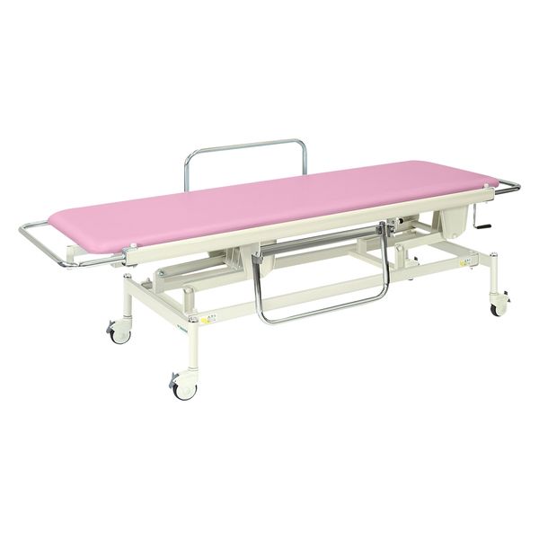 【軒先渡し】高田ベッド 手動昇降式ストレッチャー100背上げなし 24319400 ビニルレザーピンク TB-625(60X200X48-86) 1台（直送品）