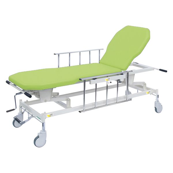 【軒先渡し】高田ベッド 手動GSストレッチャー D型 25253702 ビニルレザーライムグリーン TB-1521(70X48-86CM) 1台（直送品）