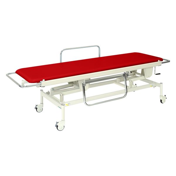 【軒先渡し】高田ベッド 手動昇降式ストレッチャー100背上げなし 24319400 ビニルレザーレッド TB-625(60X200X48-86) 1台（直送品）