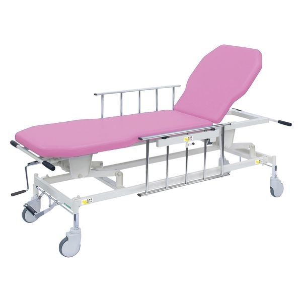 【軒先渡し】高田ベッド 手動GSストレッチャー D型 25253702 ビニルレザーピンク TB-1521(70X48-86CM) 1台（直送品）