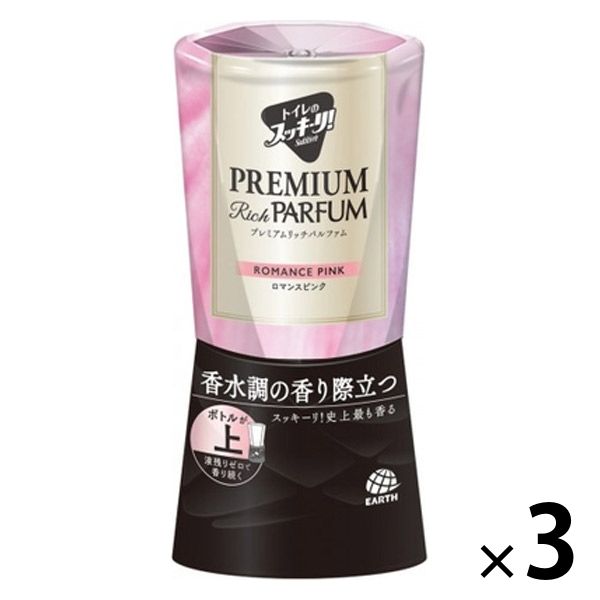 トイレ 消臭剤 芳香剤 トイレのスッキーリ プレミアムリッチパルファム ロマンスピンク 400ml 1セット（3個） アース製薬