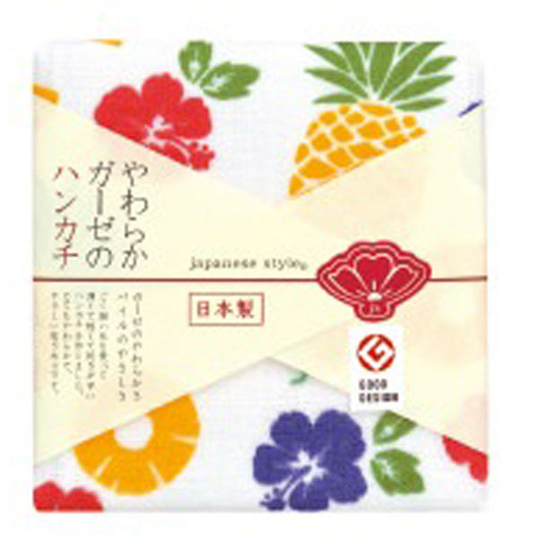 【まとめ買いでお得】日繊商工 パイナップル　やわらかガーゼのハンカチ　日本製 JS4104 1箱(30個入)（直送品）