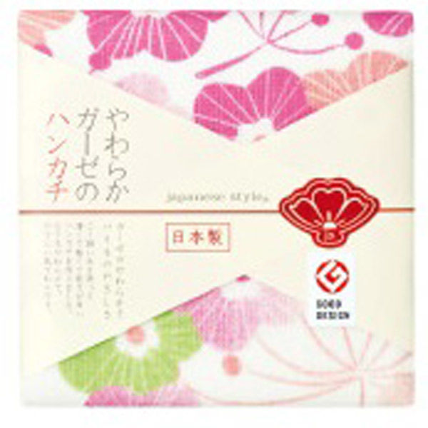 【まとめ買いでお得】日繊商工 めでた梅　やわらかガーゼのハンカチ　日本製 JS4126 1箱(30個入)（直送品）