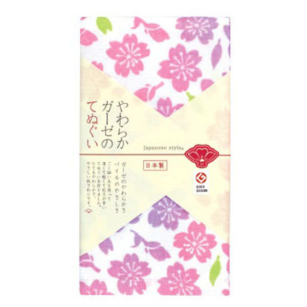 【まとめ買いでお得】日繊商工 こぼれ桜　やわらかガーゼのてぬぐい　日本製 JS6099 1箱(10個入)（直送品）