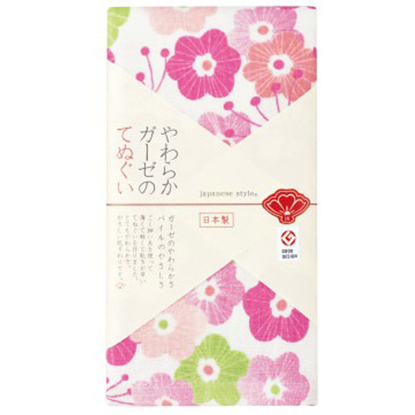 【まとめ買いでお得】日繊商工 めでた梅　やわらかガーゼのてぬぐい　日本製 JS6126 1箱(10個入)（直送品）