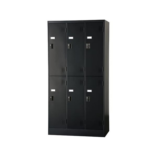 アズワン TLKスタンダードロッカー 2段 シリンダー錠 ブラック 3列2段 6人用 65-9622-97 1台（直送品）
