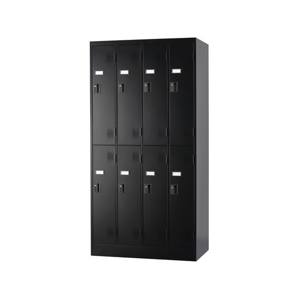 アズワン TLKスタンダードロッカー 2段 シリンダー錠 ブラック 4列2段 8人用 65-9622-98 1台（直送品）