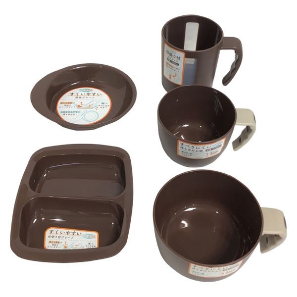 ナカノ 使いやすい食器5点セット 茶 AMR02B 1個 - アスクル