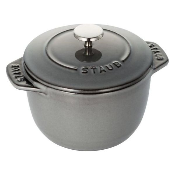 ストウブ Staub ラ ココット de GOHAN S グレー 12cm ご飯鍋 炊飯 1合 鋳物ホーロー 鍋 1個 - アスクル