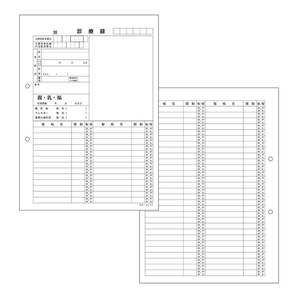 金鵄製作所 カルテ(2穴あき) 1号(診療録) A4 SKー411Y 500枚 41912-002 1箱(500枚)（直送品）