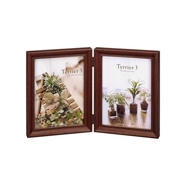 ハクバ写真産業 フォトフレーム テリア3 2Lサイズ 2面(タテ・タテ) ブラウン FWTR3-BR2L2T 1個 62-9752-52（直送品）