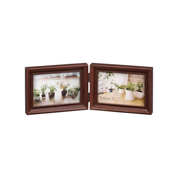 ハクバ写真産業 フォトフレーム テリア3 Lサイズ 2面(ヨコ・ヨコ) ブラウン FWTR3-BRL2Y 1個 62-9752-56（直送品）
