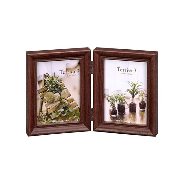 ハクバ写真産業 フォトフレーム テリア3 Lサイズ 2面(タテ・タテ) ブラウン FWTR3-BRL2T 1個 62-9752-58（直送品）