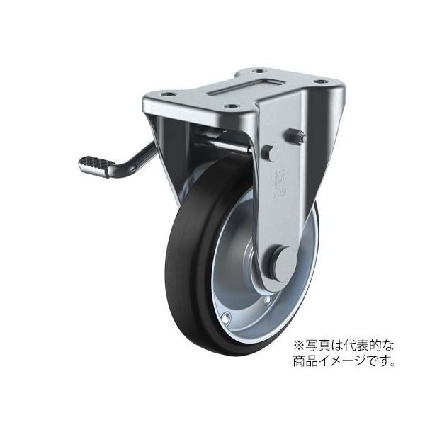 ユーエイ KB型キャスター 固定車プレート式(ストッパー付) WKB-200(L) 1個 62-9777-06（直送品）