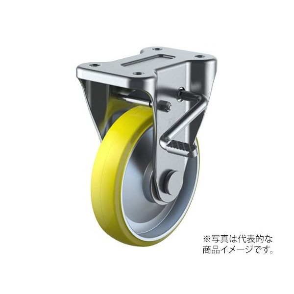 ユーエイ KB型キャスター 固定車プレート式(ストッパー付) UWEKB-100(R) 1個 62-9776-91（直送品）