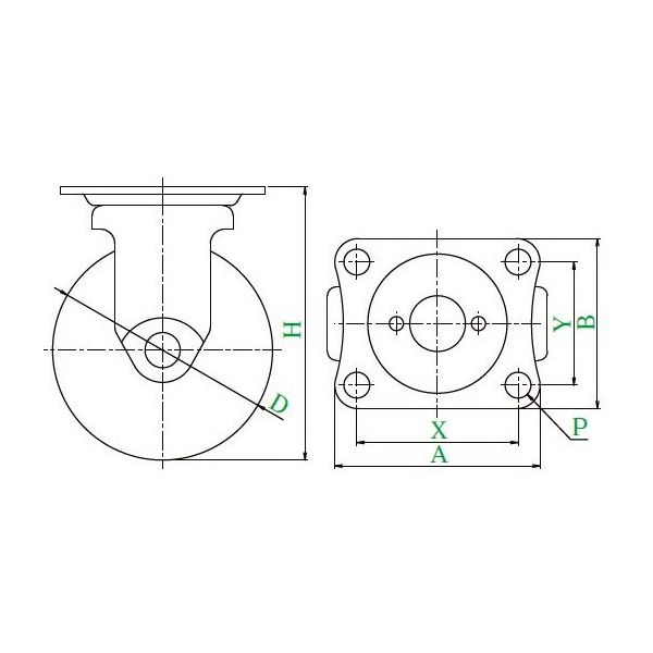 ユーエイ SGR型キャスター 固定車プレート式 SGR-100EL 1個 62-9777-51（直送品）