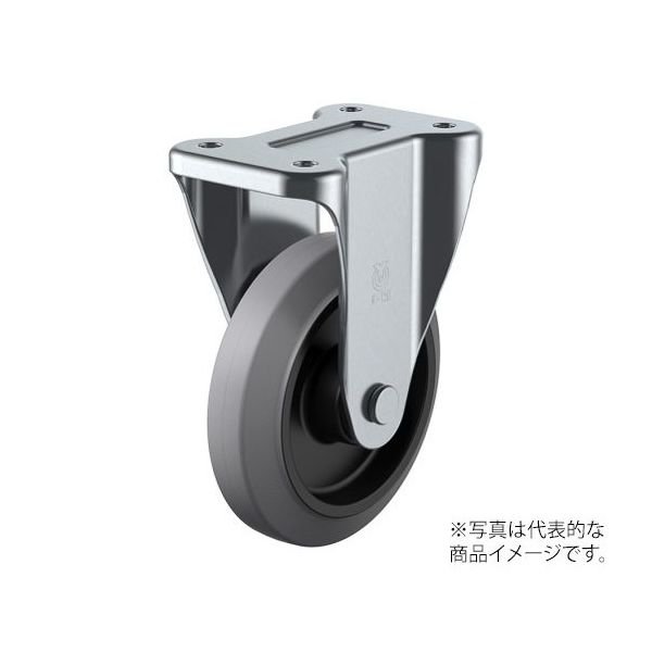 ユーエイ K型キャスター 固定車プレート式 径150mm グレーゴム車輪(ナイロンホイル) NRK-150-G 1個 62-9788-65（直送品）
