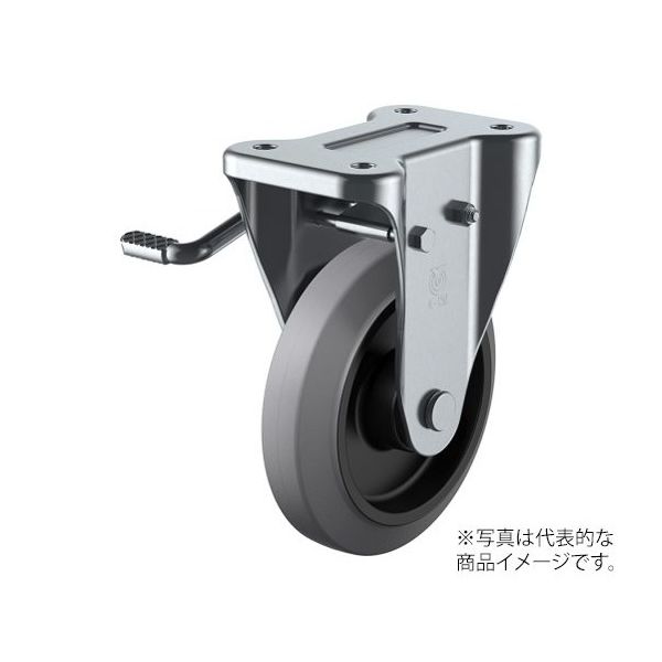 ユーエイ KB型キャスター 固定車プレート式(ストッパー付) NRKB-100(L)-G 1個 62-9788-67（直送品）