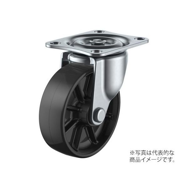 ユーエイ G型キャスター 自在車プレート式 径75mm ナイロン車輪(黒) G-75BN 1個 62-9783-70（直送品）