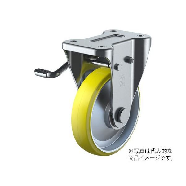 ユーエイ KB型キャスター 固定車プレート式(ストッパー付) UWKB-200(L) 1個 62-9797-62（直送品）