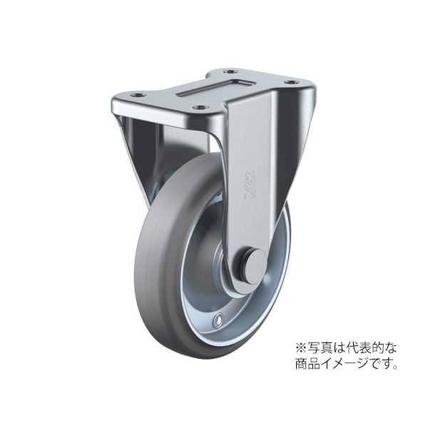 ユーエイ K型キャスター 固定車プレート式 径200mm グレーゴム車輪(鋼板ホイル) WK-200-G 1個 62-9798-06（直送品）