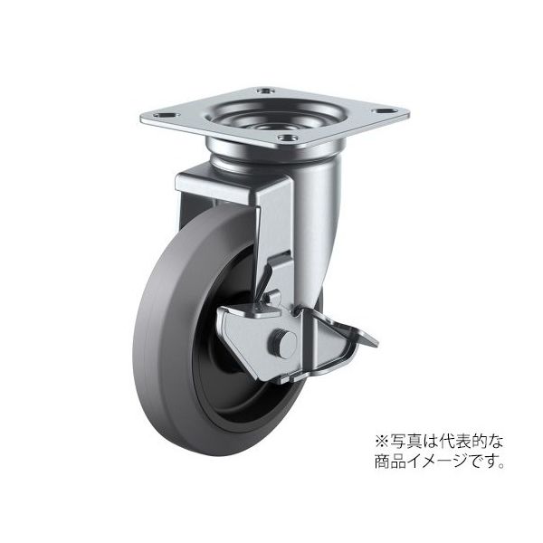 ユーエイ JーS型キャスター 自在車プレート式(ストッパー付) 径150mm グレーゴム車輪(ナイロンホイル) NRJ-150S-G 1個（直送品）