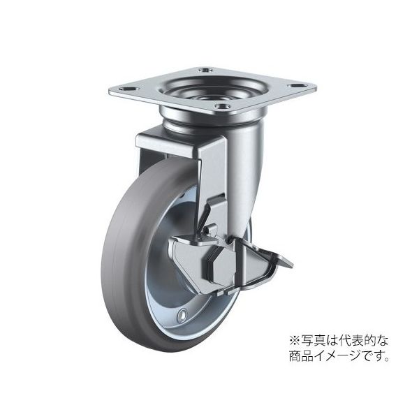 ユーエイ JーS型キャスター 自在車プレート式(ストッパー付) 径150mm グレーゴム車輪(鋼板ホイル) WJ-150S-G 1個（直送品）